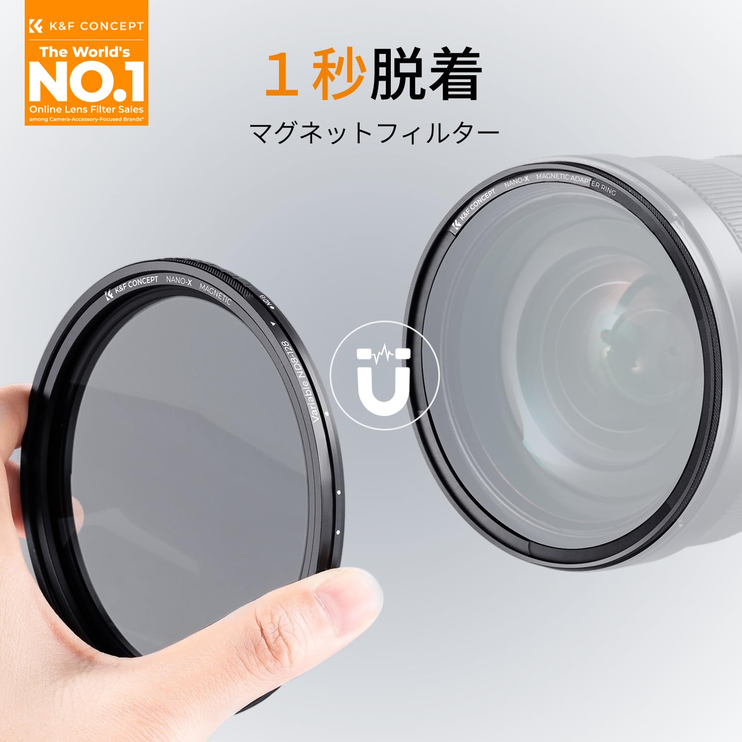 Amazon | K&F CONCEPT 72mm マグネット可変NDフィルターND8-ND128 X状